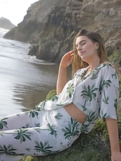 abordables Ensembles deux pièces-Femmes Col de chemise Vacances Tropical Mode Vert XS S M Été