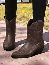 levne Cowboy &amp; Western Boots-Dámské tyrkysové kovbojské boty z umělé kůže, westernové, s vyšívanou špičatou špičkou, do poloviny lýtek, vhodné pro outfity ve venkovském stylu, rodea a venkovní akce.