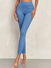 olcso Sima leggings-Női Jeggings Szabadság Szüret Etnikai stílus Teljes hossz Magas derék Magas vágás Mokaszinok Légáteresztő Gyors szárítás Nyúlós Szabadtéri Jóga Utca Fekete Medence Sötétkék Nyár Karcsúsított