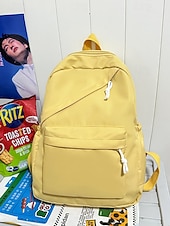 abordables Sacs à dos de Collège-Sac à dos d&#039;école unisexe en nylon de couleur unie avec design multi-poches - sac à dos léger et minimaliste pour adolescents et étudiants