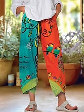 economico Pantaloni a gamba dritta-Per donna Chinos Pantaloni Larghi Shorts da Spiaggia Vacanza Vintage Stile Etnico Lunghezza alla caviglia Vita Alta Floreale Grafico Stampa Calore Termico Traspirante Morbido Micro-elastico Formale