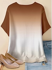 voordelige Kunst &amp; Design t-shirt-Dames Zomer tops Abstract Stijlvol Korte mouw Strakke ronde hals Normale tops Dagelijks Rood blauw Khaki Zomer