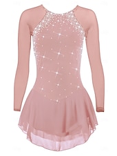 voordelige Schaatsjurken-Kunstschaatsjurk Dames Voor meisjes Schaatsen Jurken Paars Zwart Wit Open achterkant Netstof Spandex Hoge Elasticiteit Opleiding Wedstrijd Kunstschaatskleding Klassiek Kristal / Bergkristal Lange mouw