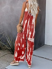 economico tute casual-Per donna Normale Tuta Streetwear Tinta a nodi Senza Maniche Scollo a V Tasca Streetwear Quotidiano Vestibilità regolare Giallo Rosa Rosso Estate