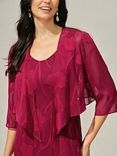 voordelige Elegante topjes-Dames haalt zijn schouders op Effen Kleur Bloemig Grafisch Elegant Stijlvol Basic 3/4 mouw Assymmetrisch Croptops Bruiloft gast Strand bruiloft Pailletten Lapwerk Rood Zomer Lente Herfst