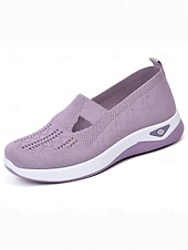 tanie Trampki damskie-Damskie Adidasy Komfortowe buty Na zewnątrz Codzienny Podróże Klin Okrągły palec u nogi Codzienny Wygoda Minimalizm Dzianina Mokasyny Ciemnoszary Czarny Ciemnofioletowy