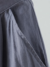economico Pantaloni in lino e cotone semplici-Shorts da Donna Colore Unito Chinos Base Casual Lunghezza Ginocchio Vita Alta Semplice Tasca Comfort Micro-elastico Quotidiano Grigio Beige Caffè Estate Vestibilità Normale