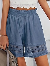 economico Pantaloncini Bermuda-Per donna Chinos Shorts Vacanza Moda Streetwear Corto Vita Alta Semplice Pizzo Tasca Fascia Elastica Comodo Morbido Confortevole Micro-elastico All&#039;aperto Streetwear Quotidiano Blu scuro Aalbicocca