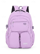 cheap Kids &amp; Teen Backpacks-Women&#039;s Waterproof Nylon Campus Backpack with Multi-Pocket Storage - Lightweight Large Capacity College Bag for Teens to School and Daily Commuting