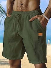 economico Vacanza-Per uomo Shorts Shorts di Lino Pantaloncini Estivi Shorts da Spiaggia Pantaloncini larghi Coulisse Elastico in vita Gamba Dritta Semplice Comodità Traspirante Lunghezza al ginocchio All&#039;aperto Ferie