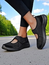 Χαμηλού Κόστους Γυναικεία Sneakers-Γυναικεία αναπνεύσιμα παπούτσια πεζοπορίας από πλέγμα – ελαφριά αθλητικά αθλητικά παπούτσια με velcro για άσκηση σε εξωτερικούς χώρους, ταξίδια και καθημερινή άνεση
