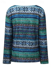 voordelige Boho Tops-Dames Blouse Bloem Modern Boho Lange mouw V-hals Normale tops Feestdagen Uitgaan Afdrukken blauw Paars Oranje Zomer