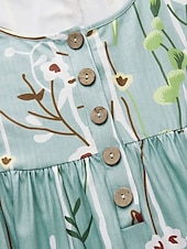 halpa Boho-mekko-Naisten Midimekko Kesämekko Laskostettu mekko Loma Vapaa-aika Rantatyyliä Pyhäpäivä Loose Fit Kukka Kuvitettu Lyhythihainen Tiukka pyöreä kaula-aukko Sininen Apila Harmaa Kesä