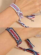 abordables Pulsera de mujer-Pulsera de la amistad trenzada con borlas hecha a mano en Nepal para mujer, pulsera de la amistad con patrón étnico colorido, estilo bohemio, adecuada para uso casual, playa y al aire libre.