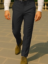 economico Sottile-Per uomo Pantaloni Eleganti Pantaloni Chinos Bottoni Tasca Semplice Comodità Formale Feste Lavoro Moda Stile Classico Nero Bianco Micro-elastico