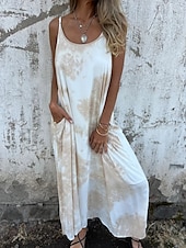 cheap Rompers-Women&#039;s Long Dress Maxi Dress Casual Dress Summer Dress Slip Dress Fashion Modern Daily Beach Weekend Regular Fit Tie Dye Sleeveless Spaghetti Strap Pink Navy Blue Apricot Summer