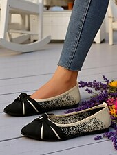 levne Dámské boty s plochou podrážkou-Dámské flyknit nazouvací balerínky s uzlem - měkký pletený svršek se stylovými pruhy a odolnou podrážkou, ideální pro pohodlné a neformální aktivity