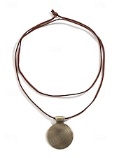 abordables Collier pour femme-Collier bohème à pendentif en bois multicouche pour femme – perles en alliage naturel faites à la main, design ethnique en spirale, bijoux légers pour tenues décontractées, fêtes d&#039;été et vacances à la plage