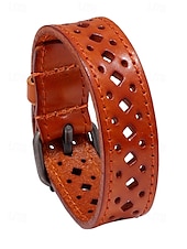 abordables Joyas para hombres-Pulsera hueca de cuero genuino bohemio para hombre: brazalete ajustable vintage para uso casual, de negocios y festivo.