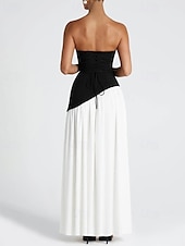 preiswerte Abschlusskleider-Damen Langes Kleid Maxikleid Weißes Kleid Abschlusskleid Partykleid Mode Party Abendgesellschaft Ausgehen Normale Passform Einfach Ärmellos Trägerlos Weiß Gelb Wein Marineblau Sommer