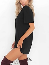 ieftine Rochie simplă-Pentru femei Rochie Mini Rochii Tricou Rochie de vară Casual Zilnic Fit regulat Simplu Manșon scurt În V Negru Alb Maro Trifoi Vară