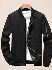 お買い得  メンズジャケット＆コート-男性用 ボンバージャケット トランジションジャケット スポーツ・アウトドア 防風 クラシック オールシーズン 純色 クラシック・タイムレス クルーネック レギュラー ブラック ルビーレッド グリーン カーキ色 ダークブルー ジャケット