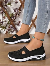 tanie Trampki damskie-Damskie Adidasy Komfortowe buty Na zewnątrz Codzienny Podróże Klin Okrągły palec u nogi Codzienny Wygoda Minimalizm Dzianina Mokasyny Ciemnoszary Czarny Ciemnofioletowy