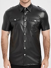 baratos Tops-Blusa / Camisa Policial Com Brilho Metálico Drag &amp; Glam Adulto Homens Dia Das Bruxas Carnaval Boate Parada do Orgulho Mês do Orgulho Vestir-se
