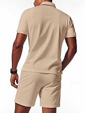 olcso Vakáció-Férfi Pólóingek Quarter Zip Polo Szabadtéri Hétköznapi viselet Hajtóka Rövid ujjú Divat Hawaii Sima 2 db Nyár Normál Fekete Fehér Sötétkék Királykék Lóhere Khakizöld Pólóingek
