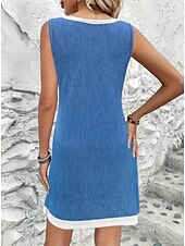 preiswerte Blumenkleider-Damen Minikleid Sommerkleid A Linie Kleid Urlaub Lässig Täglich Normale Passform Blumen Grafik Ärmellos U-Ausschnitt Blau Dunkelblau Sommer