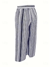 baratos perna larga e cintura alta-Mulheres Perna larga chinês Shorts de praia Férias Vintage Moda Comprimento total Cintura Alta Gráfico Geométrica Com Cordão Estampado Respirável Macio Micro-Elástica Férias Casual Diário Rubi