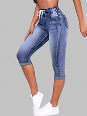 tanie Niebieski druk 3D-Legginsy damskie Capri 3D z nadrukiem wakacyjne casualowe rajstopy długość na łydkę wysoko w pasie jednolity kolor wysoki krój komfortowe oddychające szybko schnące elastyczne na zewnątrz uliczne