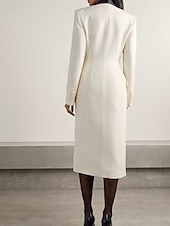 abordables Longueur du plancher-Robe Veste Col Châle À Double Boutonnage Robe Tuxedo A-Line Robe Mère de la Mariée Élégante Simple Minimaliste Décolleté en V Longueur Sol Satin Crépon Manches Longues avec Boutons 2025