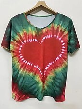 ieftine Tricou tie-dye și gradient-Pentru femei Tricou Cravată Modă Modern Manșon scurt În V Topuri obișnuite Zilnic Peteci Imprimeu Roșu-aprins Mov Fucsia Trifoi Vară