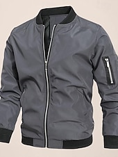 Χαμηλού Κόστους Ανδρικά Μπουφάν &amp; Παλτό-Ανδρικά Μπουφάν Bomber Μπουφάν μετάβασης Εξόδου Τσέπη Όλες οι εποχές Σκέτο Κλασσικό Όρθιος Γιακάς Κανονικό Μαύρο Βαθυγάλαζο Γκρίζο Σακάκια