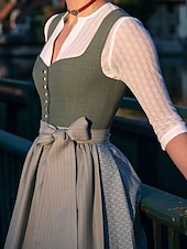 olcso Dirndl-Oktoberfest Ruhák Dirndl Trachtenkleader Szobalány bajor Német Meadows Női Hagyományos stílusú ruha Ruha Kötény Blúz nélkül