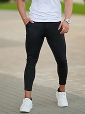 economico Chino-Per uomo Pantaloni Eleganti Aderente Pantaloni Chinos Bottoni Tasca Semplice Comodità Lunghezza alla caviglia Formale Feste Lavoro Moda Stile Classico Nero Blu Micro-elastico