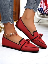 economico Ballerine da donna-scarpe basse in maglia patriottiche da donna – scarpe basse a punta con fiocco per il giorno dell&#039;indipendenza, picnic estivi e abbigliamento casual