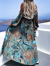 olcso Szoknyák-Női Hosszú ruha Maxi ruha hétköznapi ruha Virágos ruha Boho ruha Divat Elegáns ruha Szabadtéri Parti Szabadság Normál Virág Ujjatlan Pánt nélküli Medence Nyár
