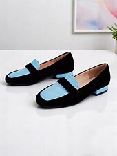 cheap Women's Slip-Ons &amp; Loafers-Women's Two-Tone Loafers – Blue and Black Slip-On Flats for Office Commute, Smart Casual and Daily Wear