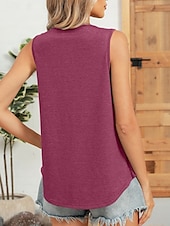 olcso Egyszerű ujjatlan felső-Női Camisole Tank Top Tömör szín Napi Stílusos Alap Ujjatlan Terített nyak Normál felsők Napi Arcpír rózsaszín Bor Medence Lóhere Nyár