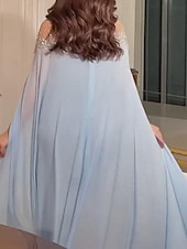 preiswerte Einfaches Kleid-Damen Maxikleid A Linie Kleid Schulterfreies Kleid Elegant Party Cocktail Party Hochzeitsgast Date Normale Passform Einfarbig Langarm Rundhalsausschnitt Schulterfrei Rosa Blau Sommer