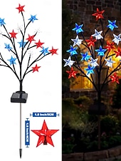  1 Pc Lumière de Jardin Extérieure Étanche Solaire Patriotiques pour le 4 Juillet Jour de l'Indépendance 250ème Anniversaire Jour du Souvenir Lumière en Étoile à Cinq Pattes Rouge Blanc Bleu
