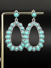 cheap Women&#039;s Earring-Women&#039;s Bohemian Turquoise Drop Earrings – Vintage Western Style Statement Jewelry with Feather and Bead Details for Parties, Festivals and Casual Wear