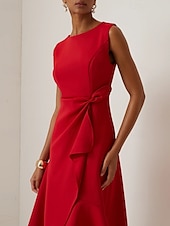 abordables Robes moulantes de soirée-Femmes Robe Midi Robe de Bal Robe de Soirée Mode Soirée Date Coupe régulière Uni Sans manches Col ras du cou Rouge Violet Bleu clair Été