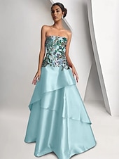 preiswerte Rosa-Knallpink Perlenkleid Herabgesetzte Taille A-Linie Abendkleid Asymmetrisches Stufen Kleid Formell Semi-Formal Hochzeit Bodenlang Ärmellos Satin