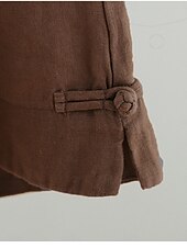 economico Pantaloni in lino e cotone semplici-Shorts da Donna Colore Unito Chinos Base Casual Lunghezza Ginocchio Vita Alta Semplice Tasca Comfort Micro-elastico Quotidiano Grigio Beige Caffè Estate Vestibilità Normale