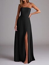 economico Abiti da damigella-Abito da damigella a trapezio, scollo a V, maniche lunghe, elegante, strascico a ruota in chiffon con pieghe e volant 2025