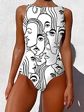 billiga One-piece-baddräkter-Kvinnors baddräkter en del monokini baddräkt rygglös mage kontroll hög midja smal semester strandkläder grafisk djur rundhalsad ärmlösa baddräkter