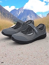 cheap Women's Sneakers-Women's Breathable Mesh Walking Shoes with Magic Tape Strap – Lightweight Athletic Flats, Great for Outdoor Fitness, Travel Hikes, Casual Errands &amp; Active Lifestyles